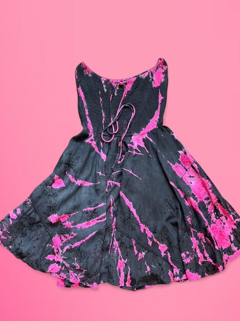 Tie dye halter fairycore embroidered dress